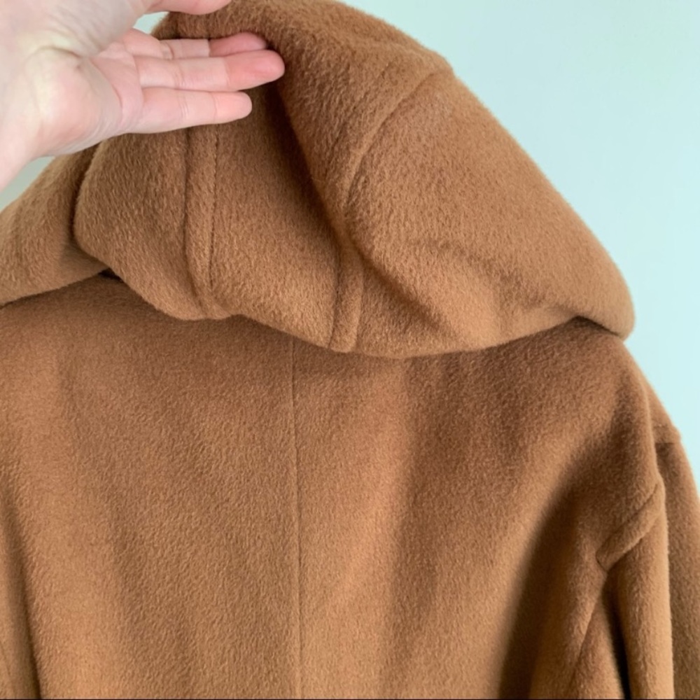 Vtg Camel Hooded Mohair Wool Blend Coat 12 - Picture 2 of 11